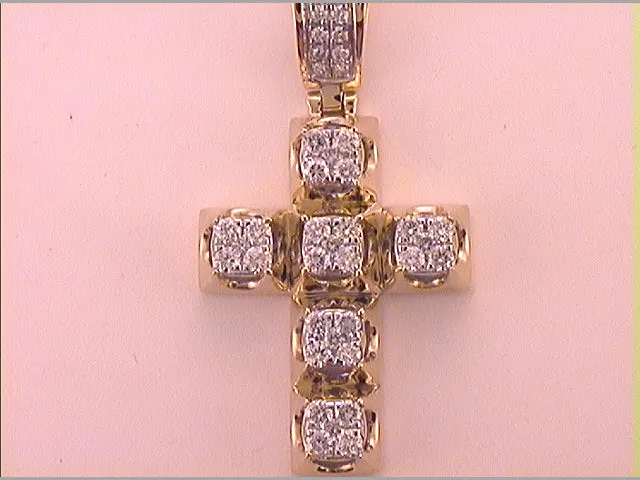 1 1/3CT-DIA CN CROSS MENS CHARM