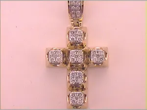 1 1/3CT-DIA CN CROSS MENS CHARM