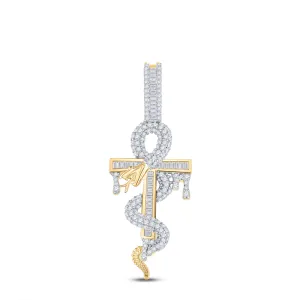 1 1/5CTW-DIA NK ANKH CROSS MENS CHARM