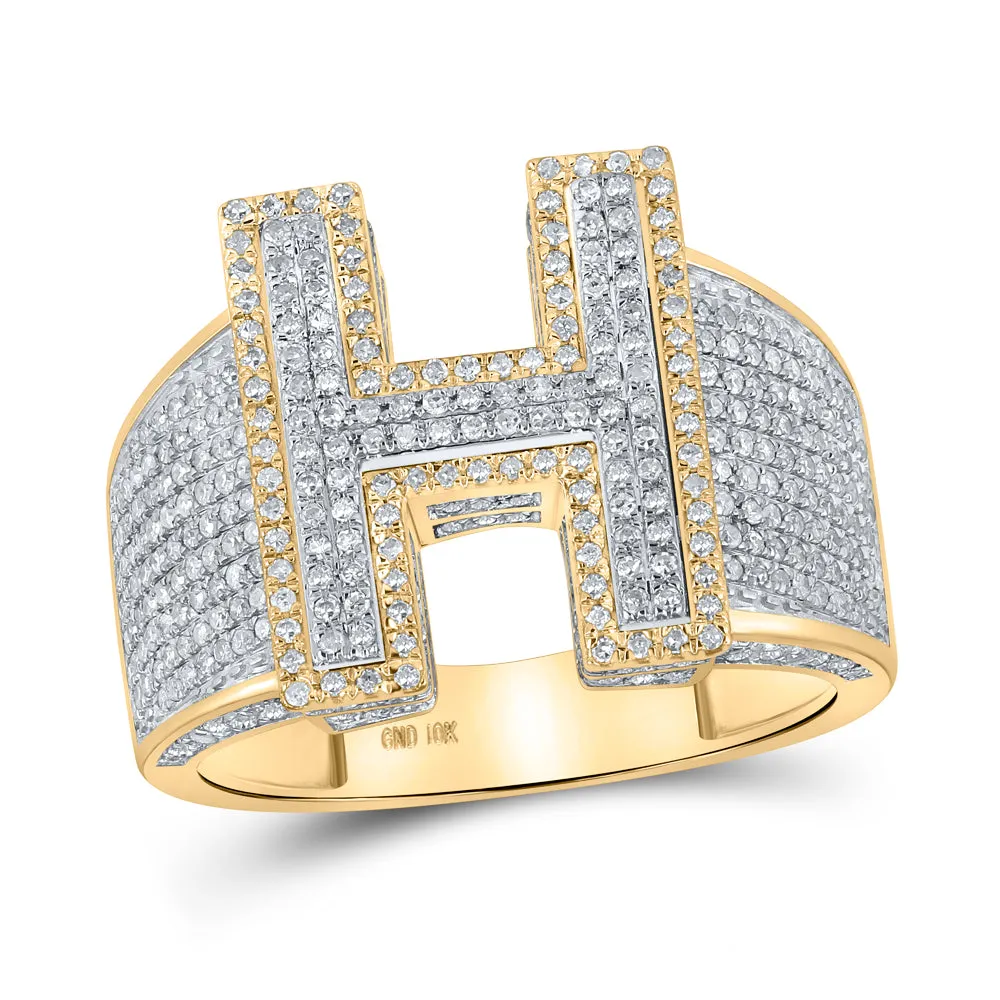1 1/5CTW-DIA P1P2 INITIAL "H" MENS RING