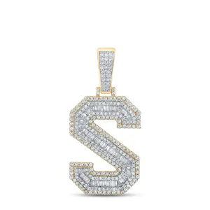 1 3/4CTW-DIA CN MENS INITIAL "S" PENDANT