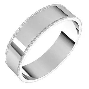 10K White 5 mm Milgrain Flat Comfort Fit Band Size 6.5