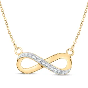 10k Yellow Gold White Round Diamond Infinity Love Pendant Necklace 1/20 Cttw