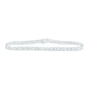 10kt White Gold Womens Round Diamond Classic Tennis Bracelet 1/12 Cttw