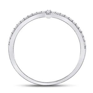10kt White Gold Womens Round Diamond Cross Stackable Band Ring 1/6 Cttw