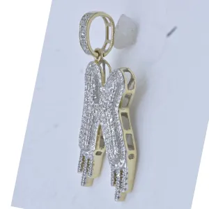 10kt Yellow Gold Mens Round Diamond ""K"" Letter Charm Pendant 3/4 Cttw