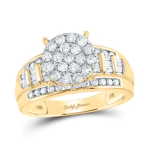 10kt Yellow Gold Womens Round Diamond Cindys Dream Cluster Bridal Wedding Engagement Ring 1.00 Cttw - Size 6