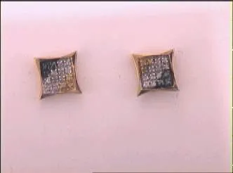 1/10CT-DIA P3 BLUE MICRO-PAVE UNISEX EARRING