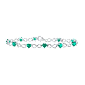 1/10CTW-DIA 7CT-EMERALD SYNTHETIC GEMSTONE BRACELET