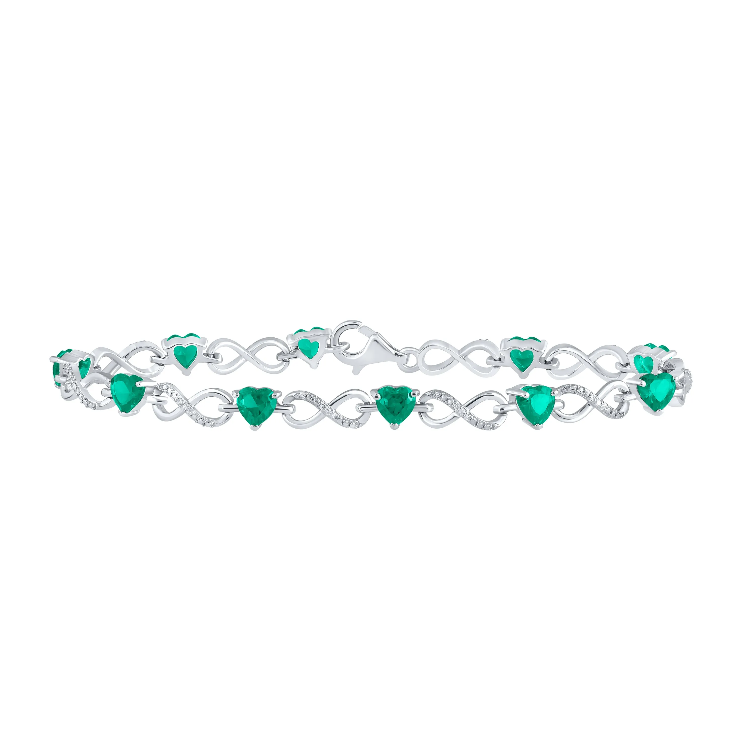 1/10CTW-DIA 7CT-EMERALD SYNTHETIC GEMSTONE BRACELET
