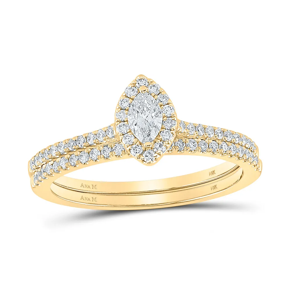 1/2CTW-DIA ANA M 1/5CT-CMQ BRIDAL SET SINGLE HALO