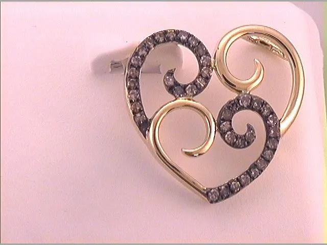 1/4CTW-DIA NATURAL BROWN HEART PENDANT