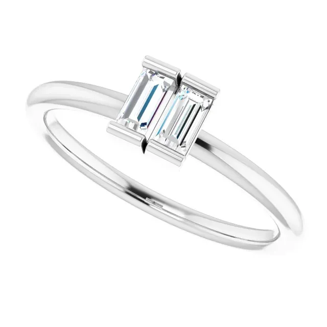 14K White 1/4 CTW Diamond Two-Stone Ring