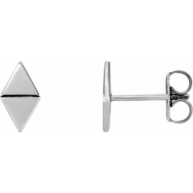 14K White Geometric Earrings