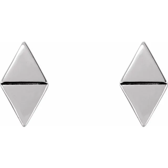 14K White Geometric Earrings