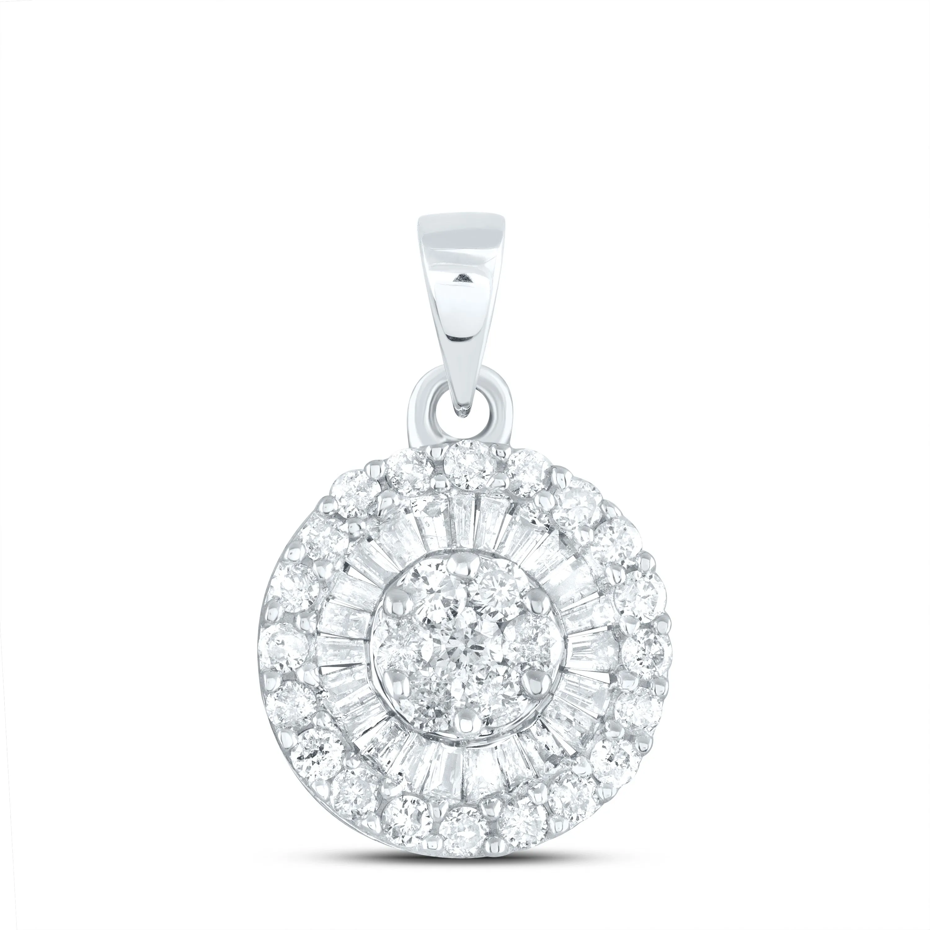 14k White Gold Womens Round Diamond Flower Cluster Circle Pendant 5/8 Cttw
