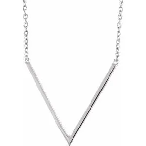14K White "V" 16-18" Necklace