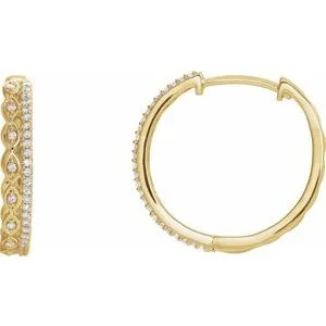 14K Yellow 1/4 CTW Diamond Geometric Hoop Earrings