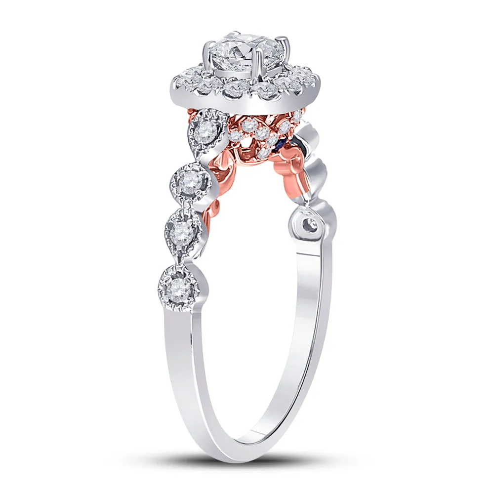 14kt Two-tone Gold Womens Round Diamond Solitaire Bridal Wedding Engagement Ring 3/4 Cttw (Certified)