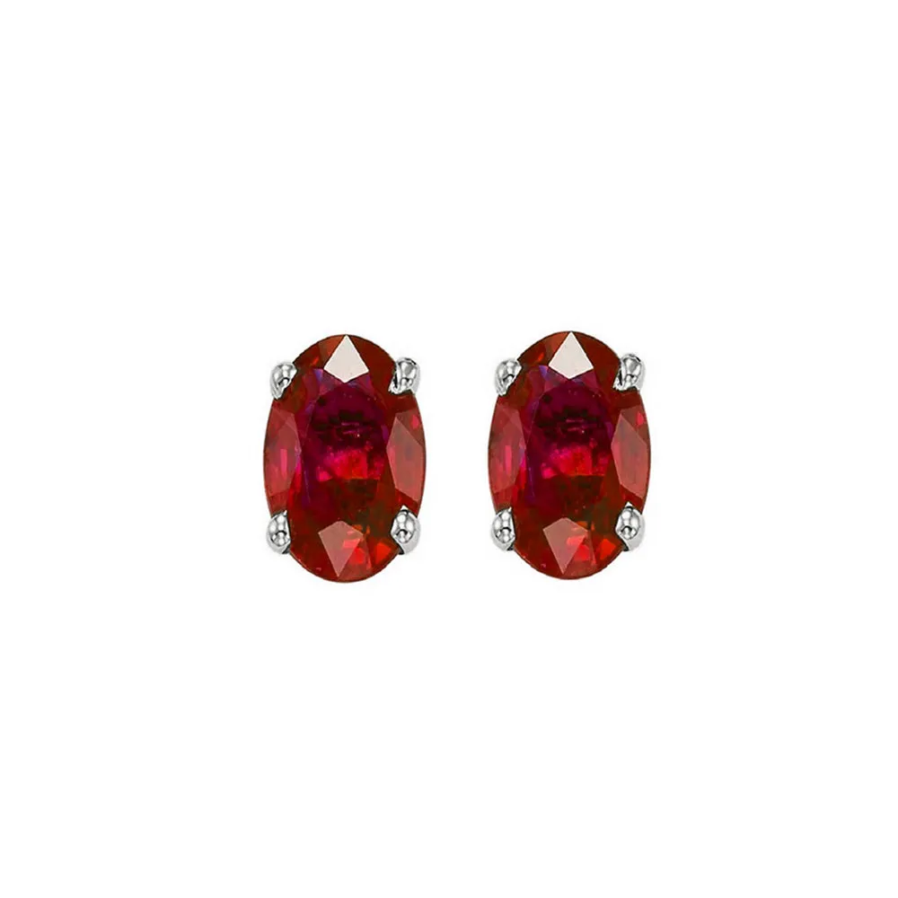 14KT White Gold Classic Book Color Stud Earrings