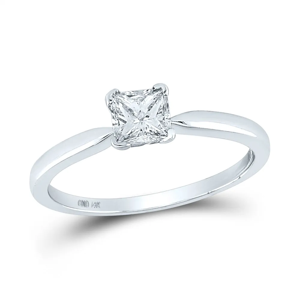 14kt White Gold Womens Princess Diamond Bridal Wedding Engagement Ring 1/2 Cttw