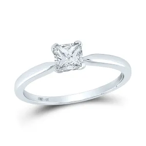 14kt White Gold Womens Princess Diamond Bridal Wedding Engagement Ring 1/2 Cttw