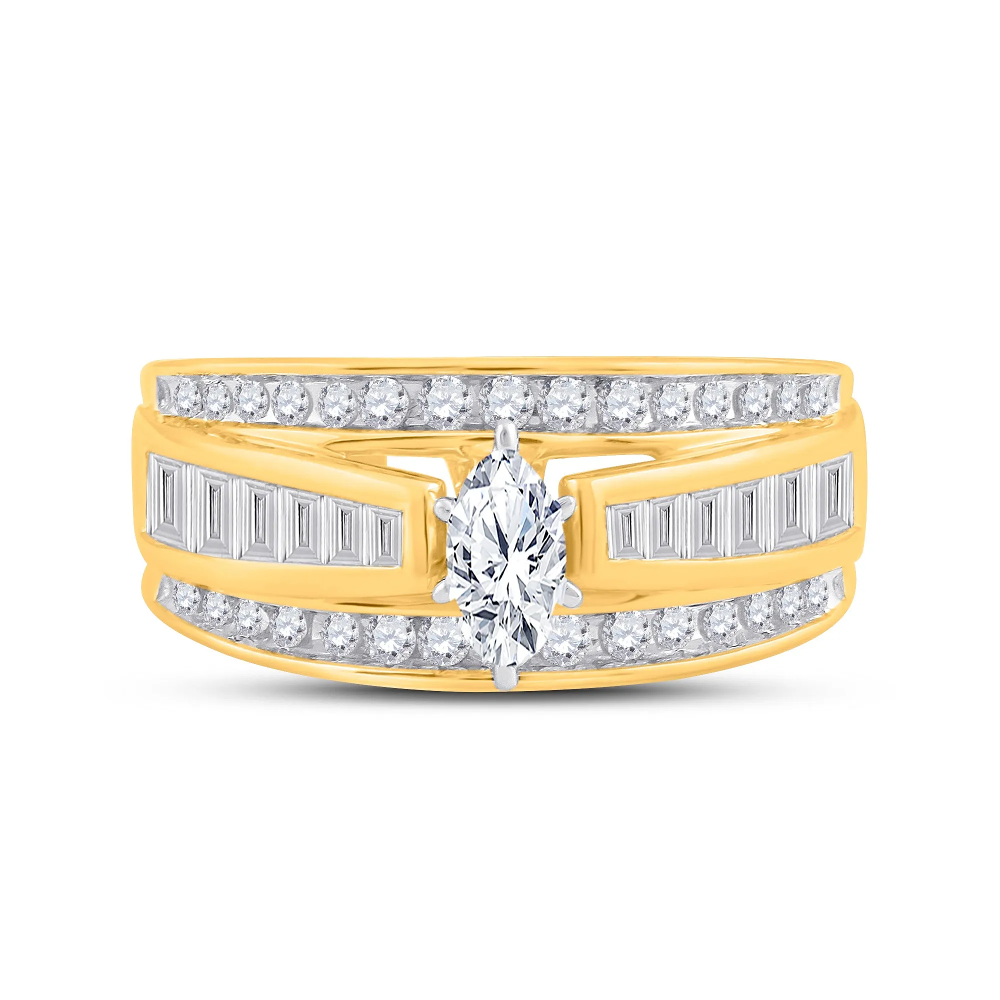 14kt Yellow Gold Womens Marquise Diamond Solitaire Bridal Wedding Engagement Ring 1.00 Cttw