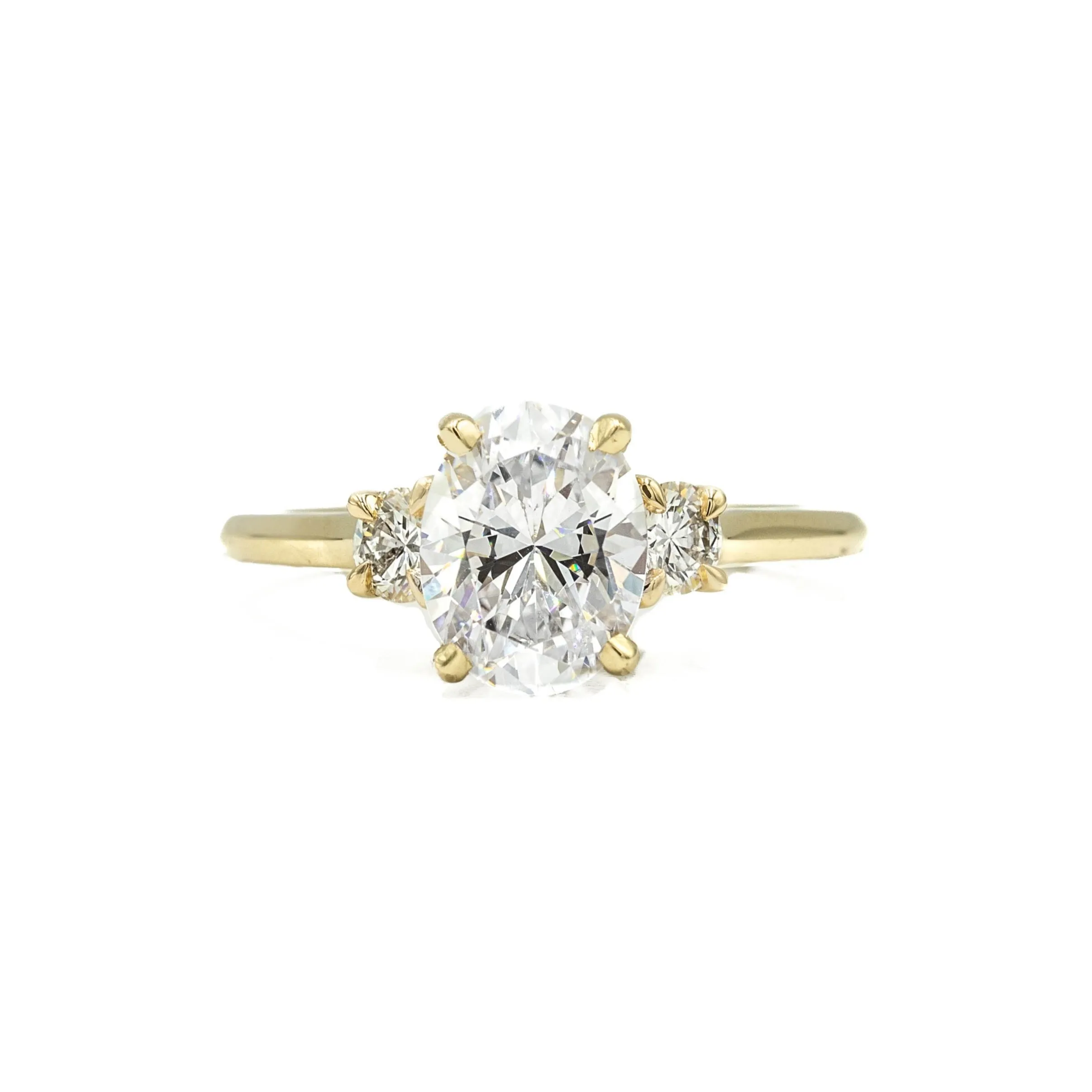 14ky 3-Stone Oval "Ellie" With .30ctw Round-Cut Diamond Ring