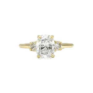 14ky 3-Stone Oval "Ellie" With .30ctw Round-Cut Diamond Ring