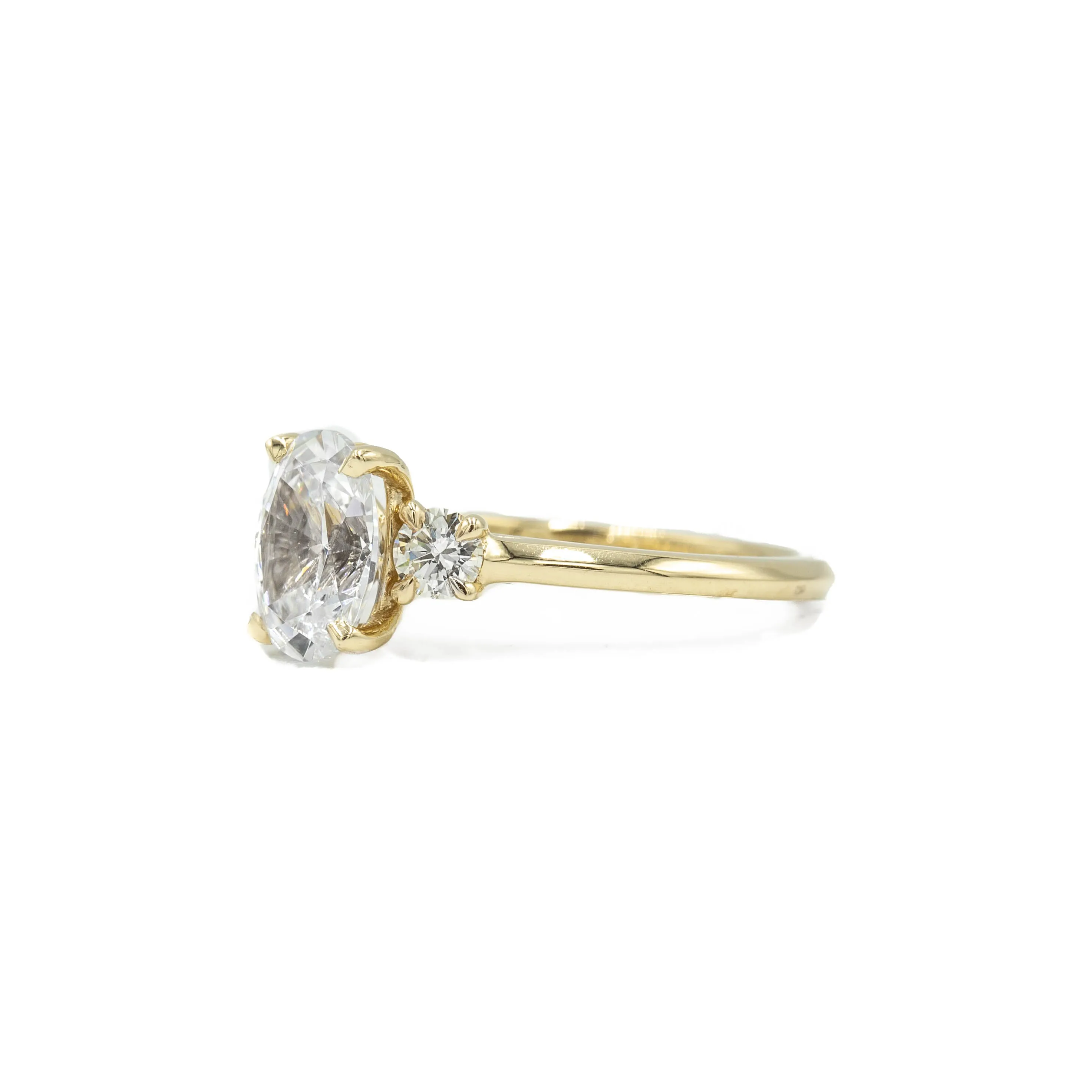 14ky 3-Stone Oval "Ellie" With .30ctw Round-Cut Diamond Ring