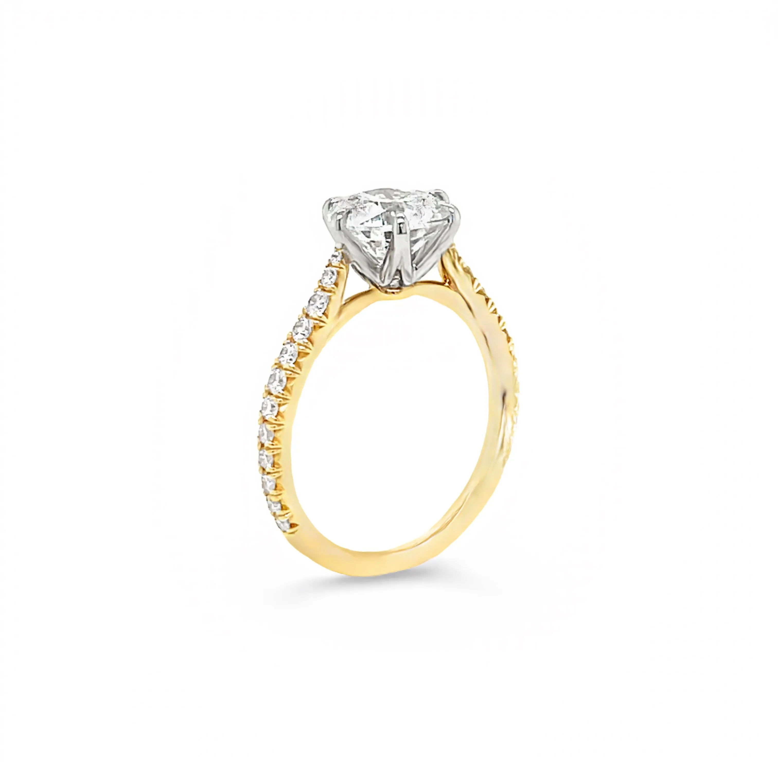 14ky 6-Prong French-Set Cathedral Diamond Ring