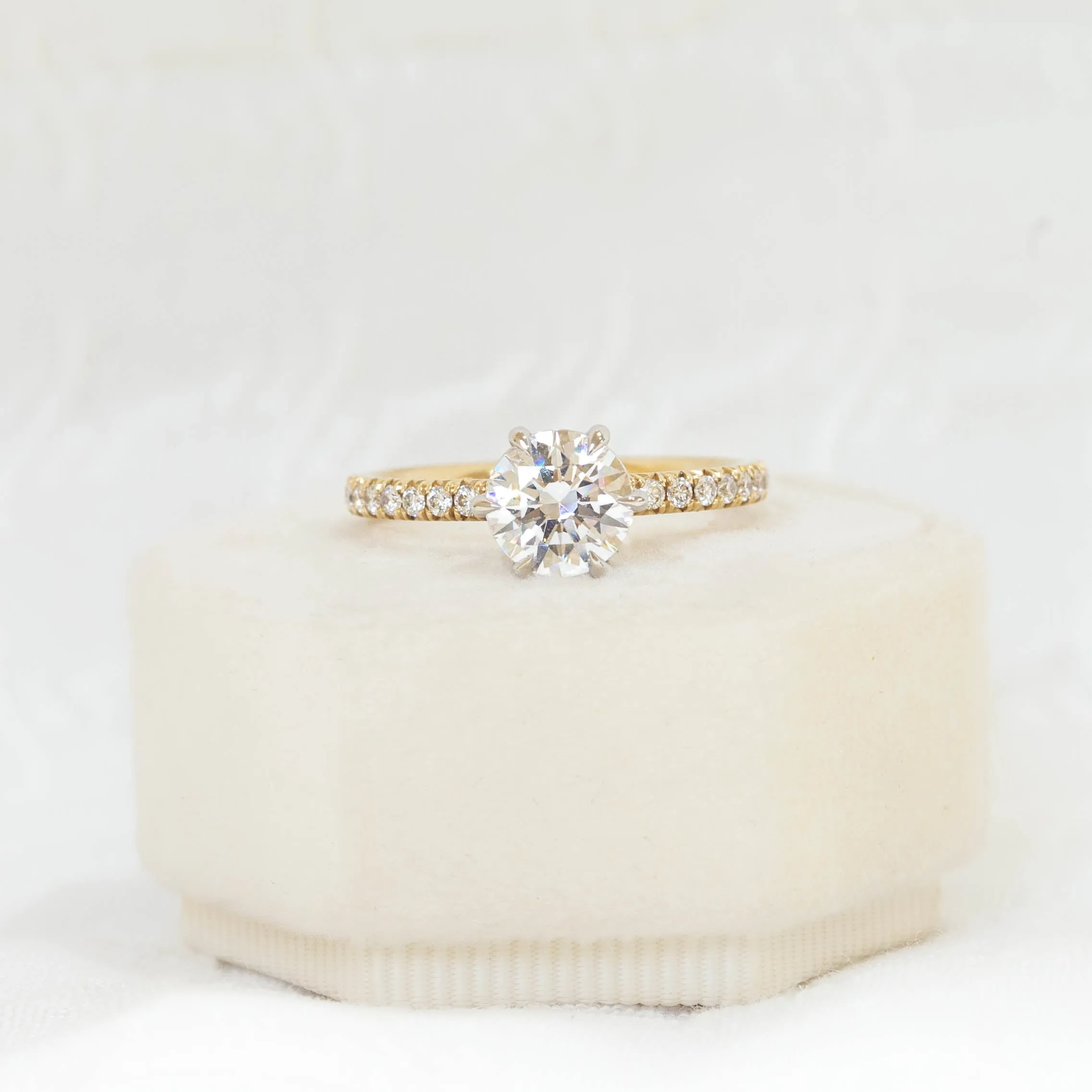 14ky 6-Prong French-Set Cathedral Diamond Ring
