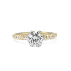 14ky 6-Prong French-Set Cathedral Diamond Ring