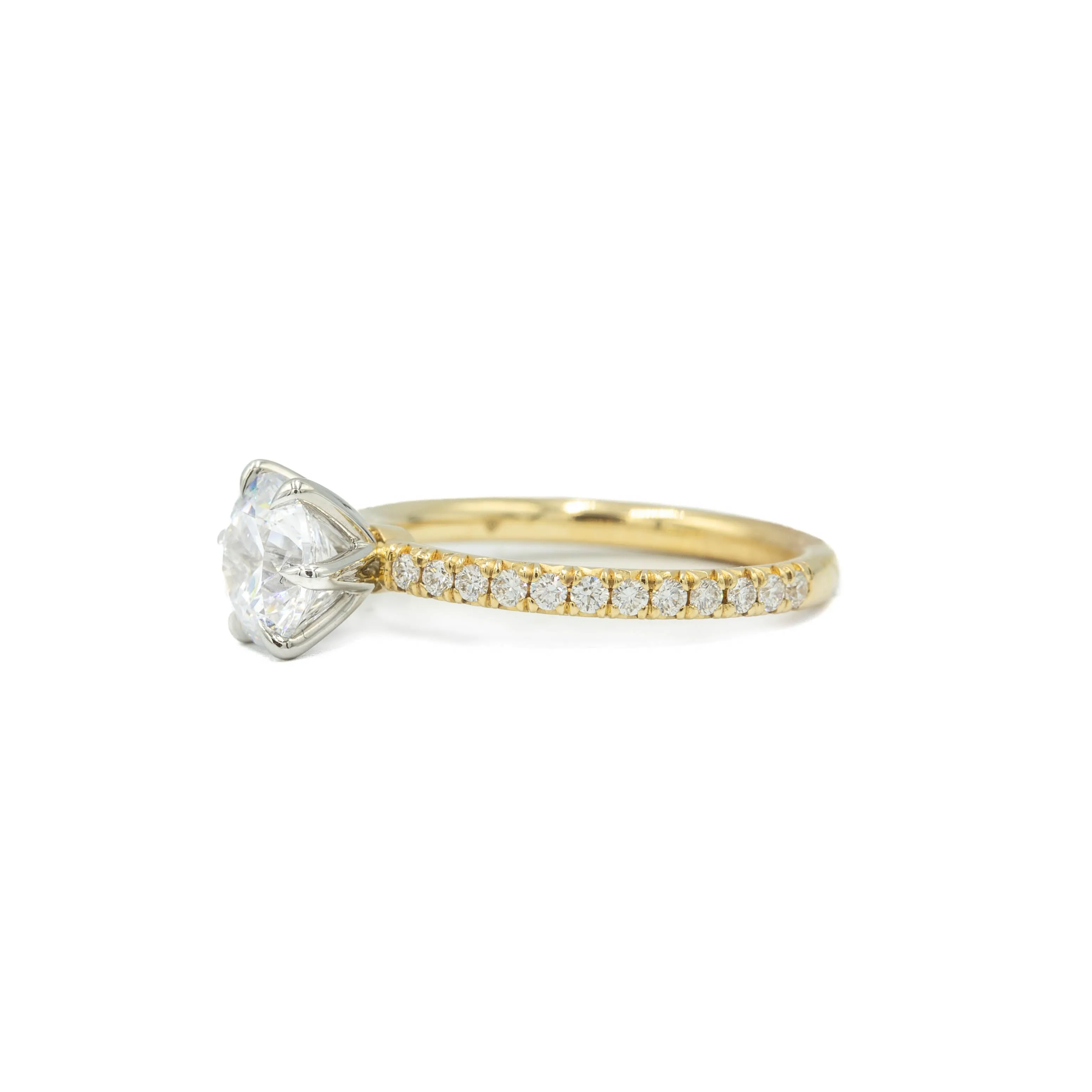 14ky 6-Prong French-Set Cathedral Diamond Ring