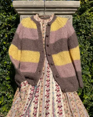 1960s Color Block Italian Mohair Knit Cardigan
