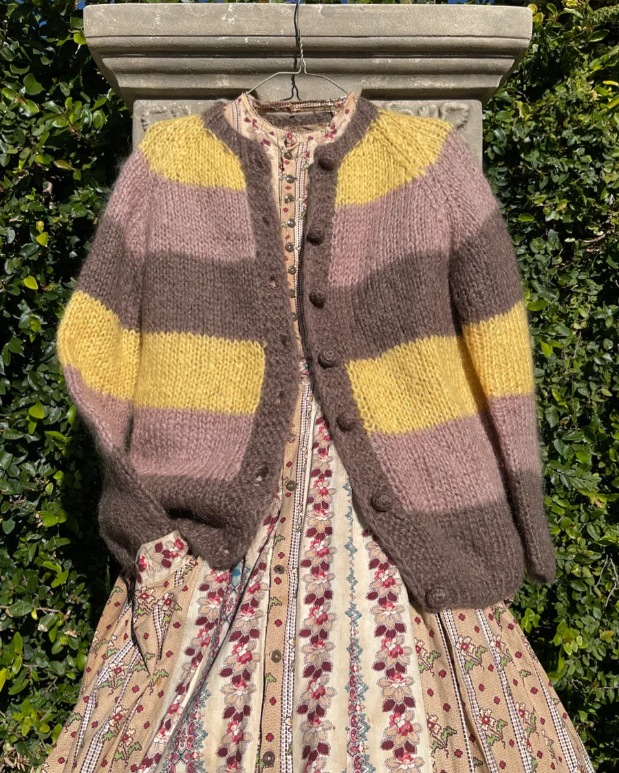1960s Color Block Italian Mohair Knit Cardigan