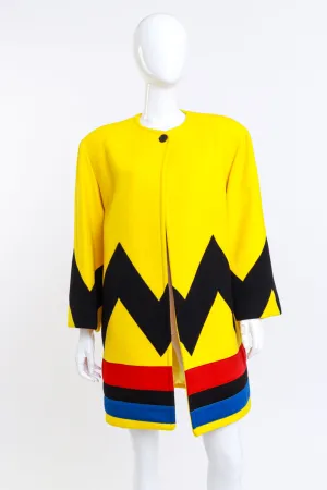 1991 Color Block Wool Coat