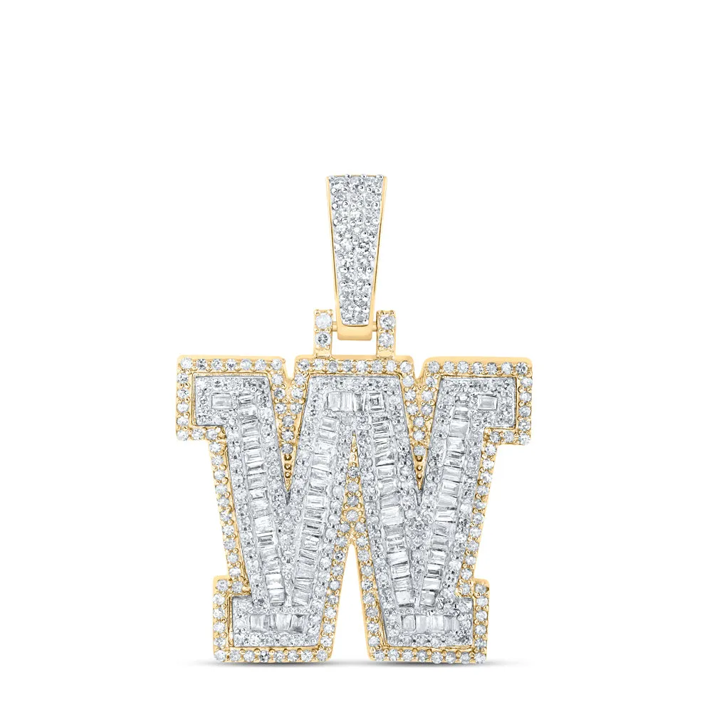 1CTW-DIA NK MENS INITIAL "W" PENDANT