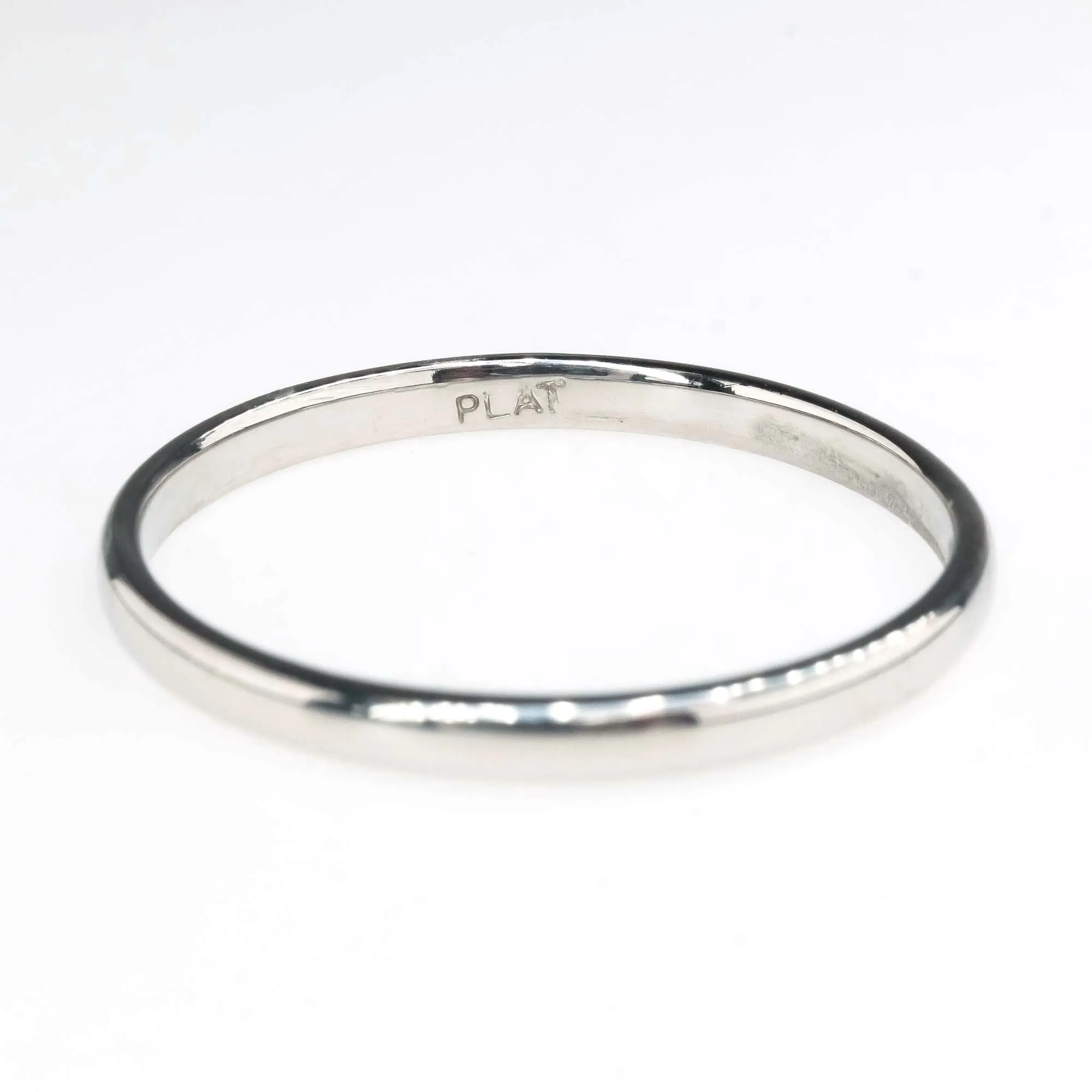2.1mm Wide Platinum Half Round Wedding Band Ring Size 11