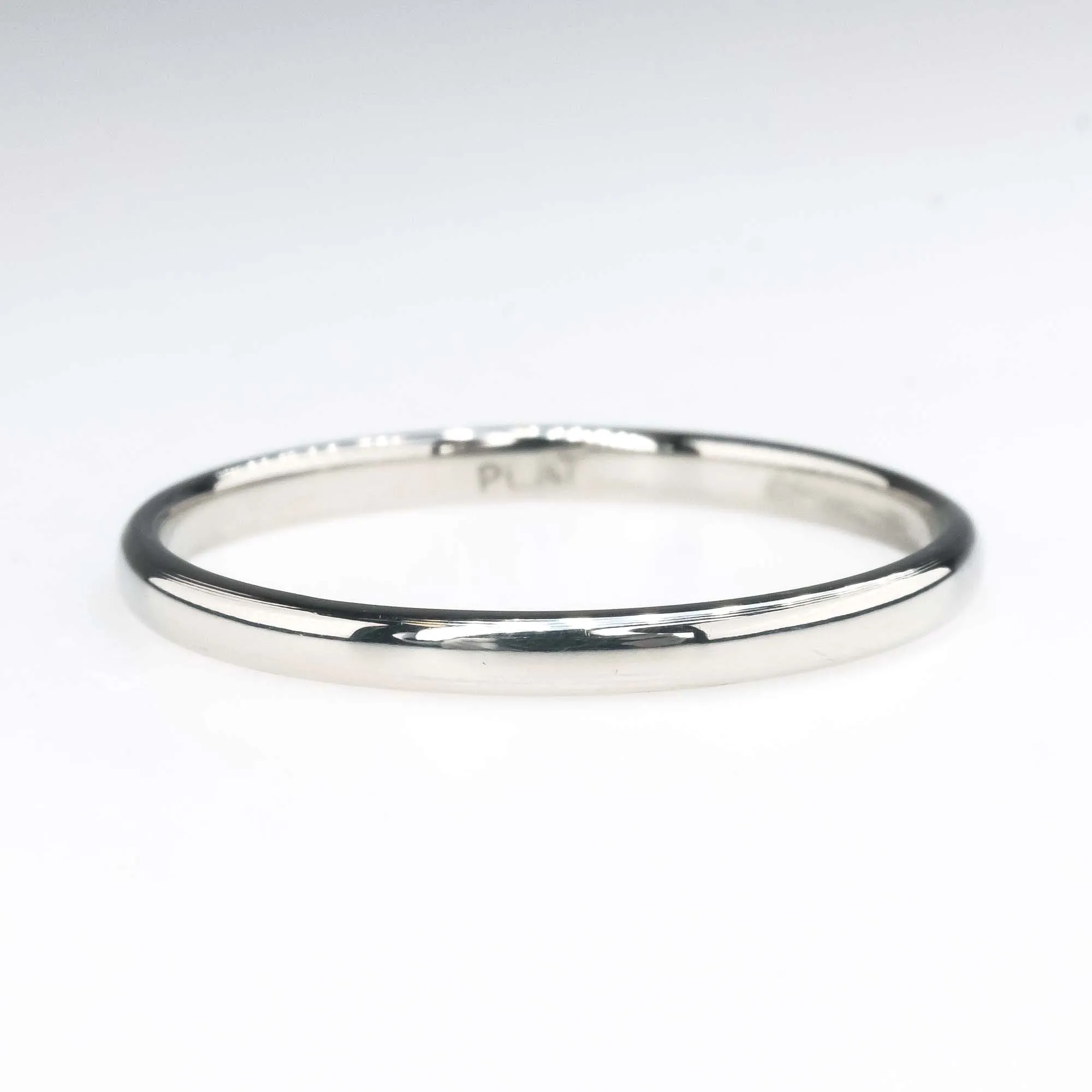 2.1mm Wide Platinum Half Round Wedding Band Ring Size 11