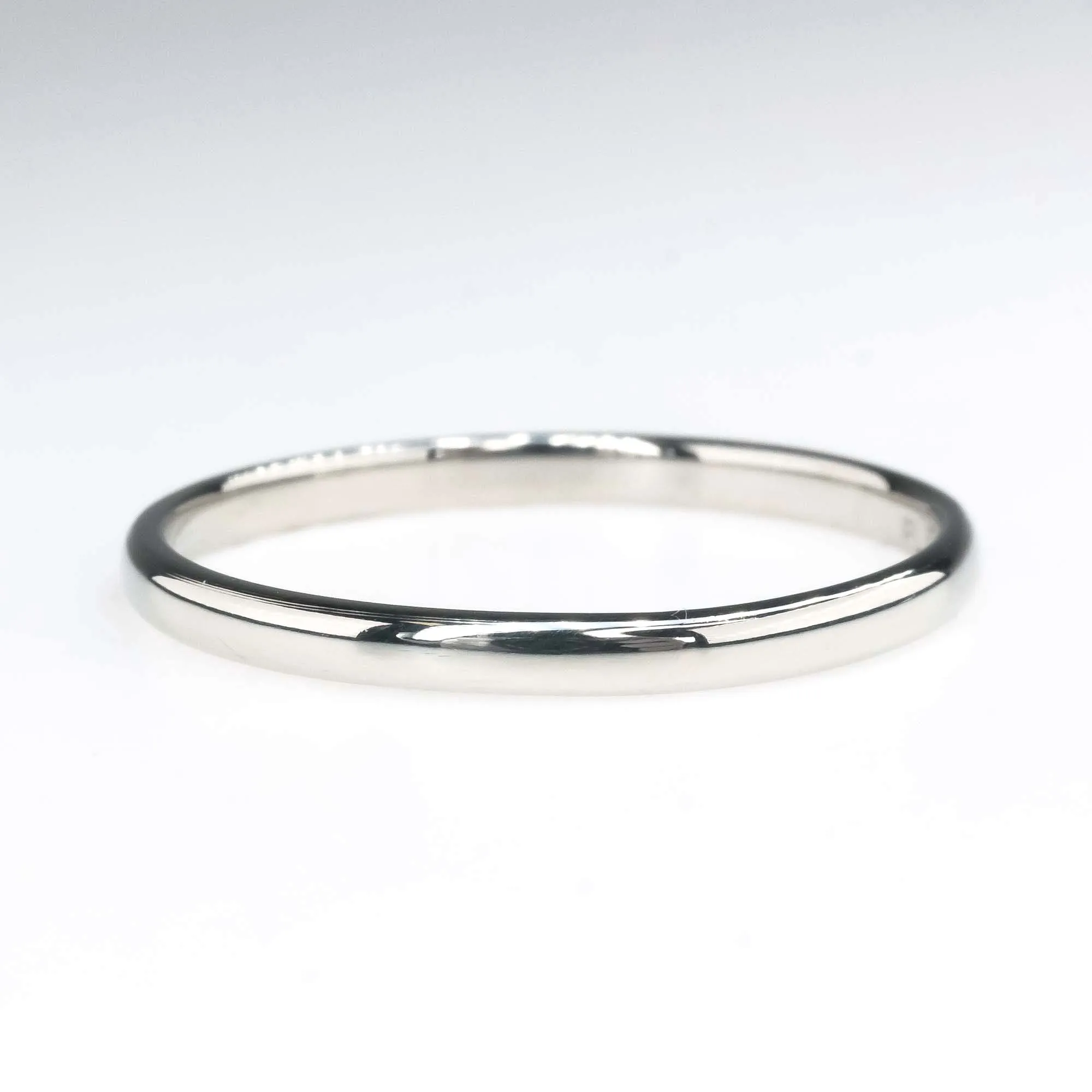 2.1mm Wide Platinum Half Round Wedding Band Ring Size 11