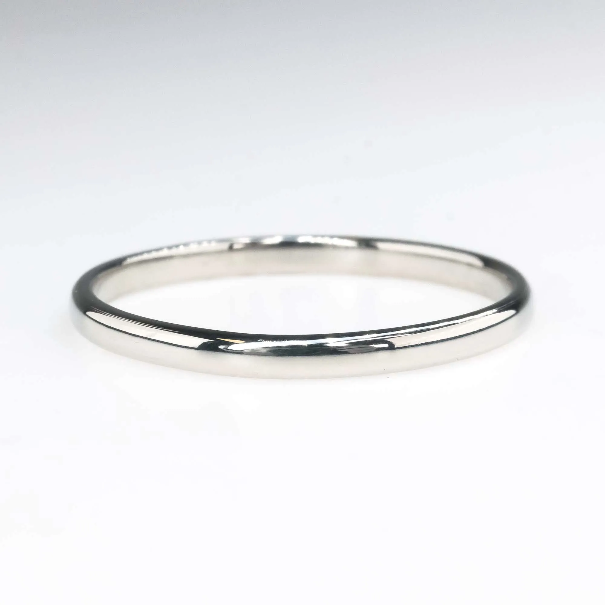 2.1mm Wide Platinum Half Round Wedding Band Ring Size 11
