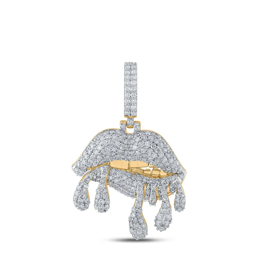 3 1/5CTW-DIA NK LIP CHARM WITH DRIPPING
