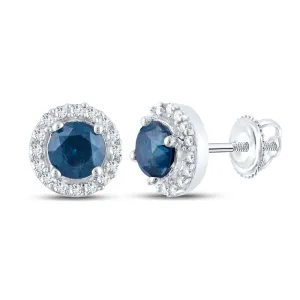 3/4CT-DIA CN BLUE DIAMOND ROUND EARRING