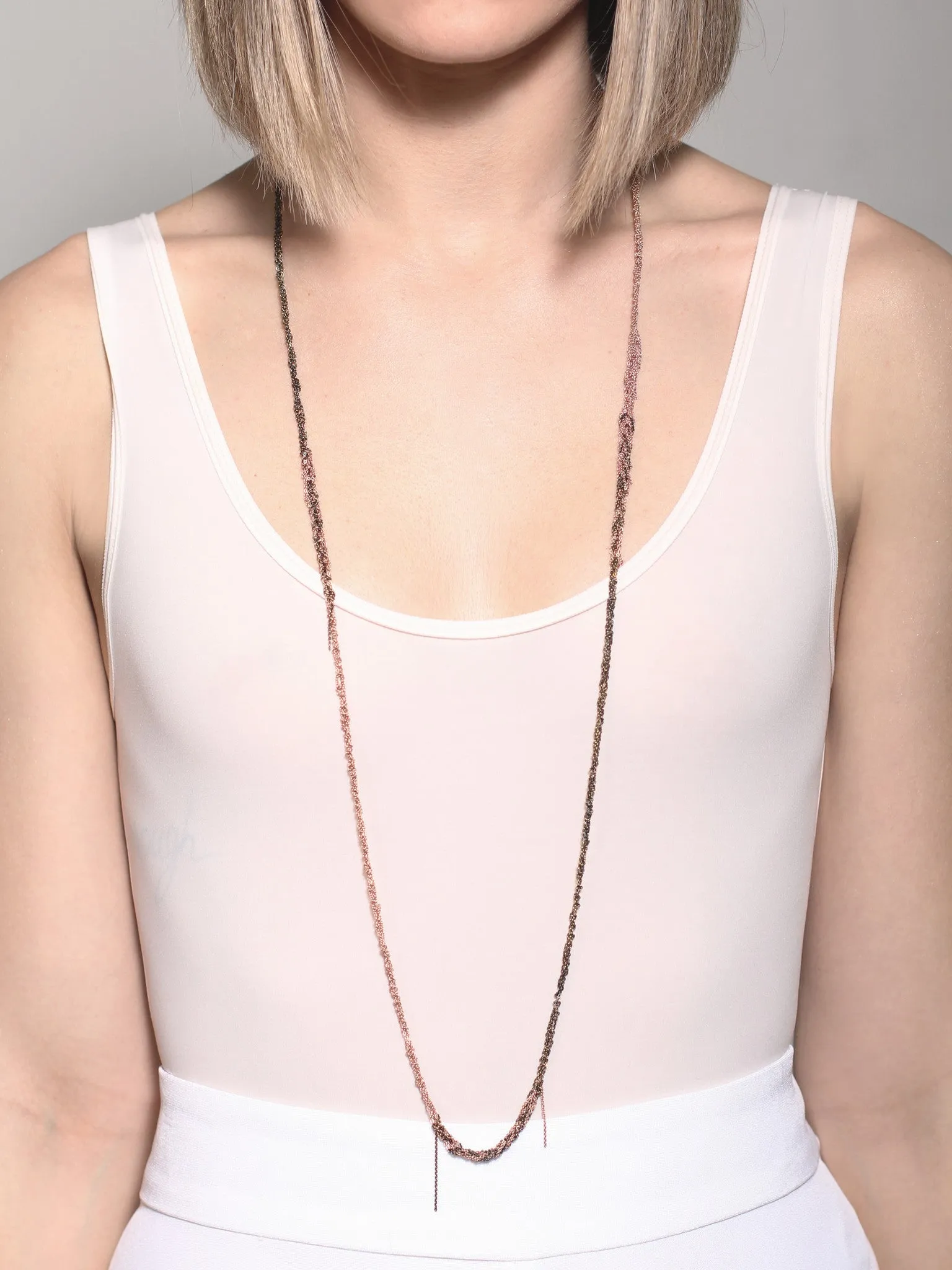 4-Tone Simple Necklace in Haze   Rose Gold
