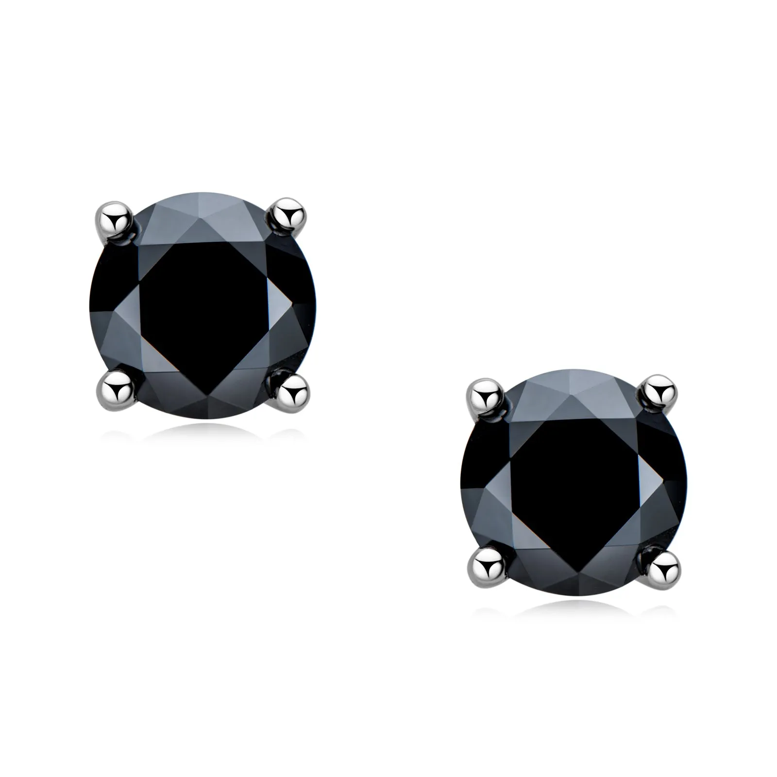 6.5mm Round Cut Black Moissanite Stud Earrings