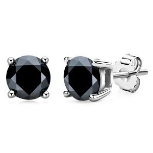 6.5mm Round Cut Black Moissanite Stud Earrings