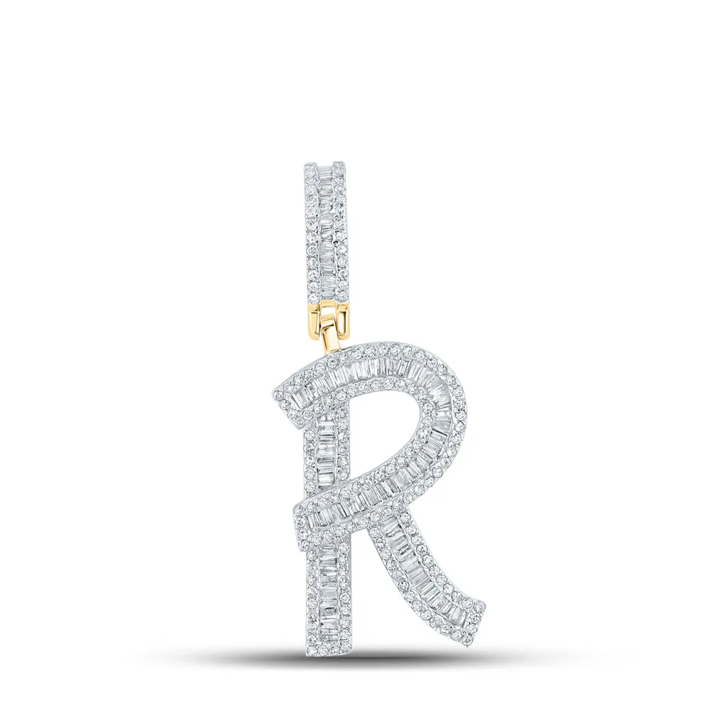 7/8CTW-DIA CN INITIAL "R" MENS CHARM