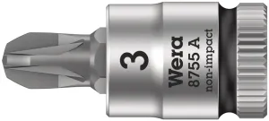 8755 A Pozidriv Zyklop bit socket, 1/4" drive, PZ 3 x 28 mm