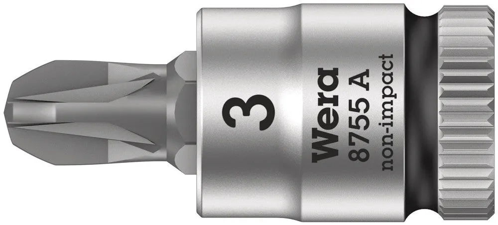 8755 A Pozidriv Zyklop bit socket, 1/4" drive, PZ 3 x 28 mm